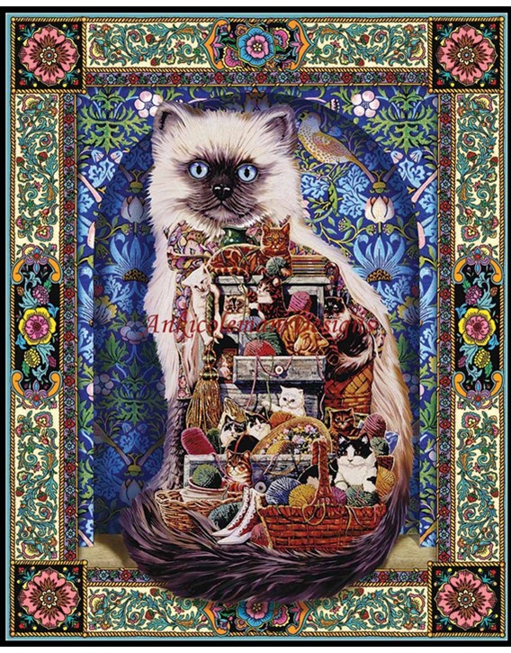 ヨーロッパ式刺繍絵タペストリー: A Kitten - 絵画